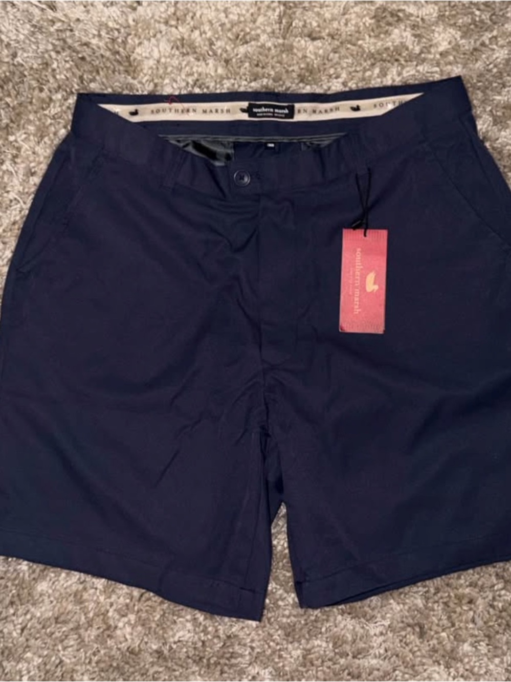 Southern Marsh Men's Navy Flat Front Performance Shorts